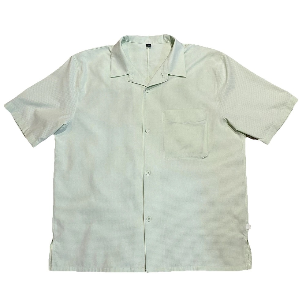 Lululemon Mens Airing Easy Camp Collar Shirt M Lime Green Lightweight Athleisure